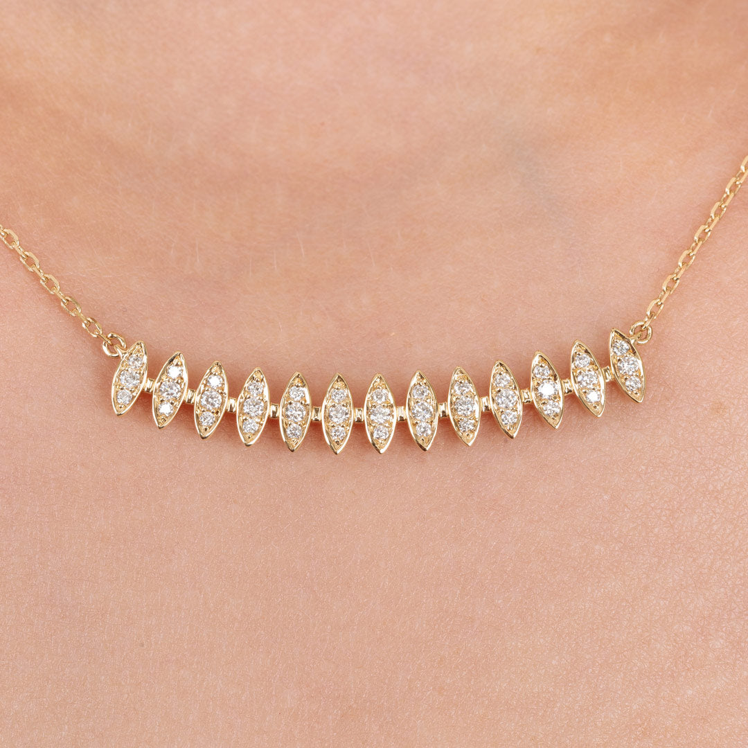 Barq Marquise Yellow Gold Diamond Small Necklace - Samra Jewellery - Diamond Jewellery - BARQ