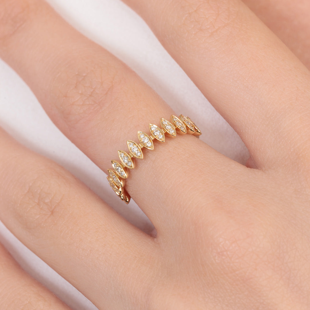 Barq Marquise Yellow Gold Diamond Small Ring - Samra Jewellery - Diamond Jewellery - BARQ