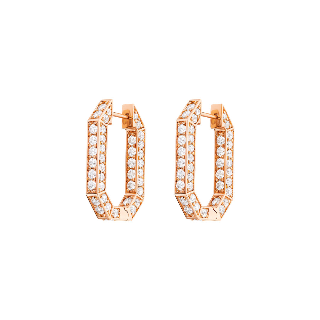 Barq Rose Gold Diamond Octagonal Hoop Earring - Samra Jewellery - Diamond Jewellery - BARQ