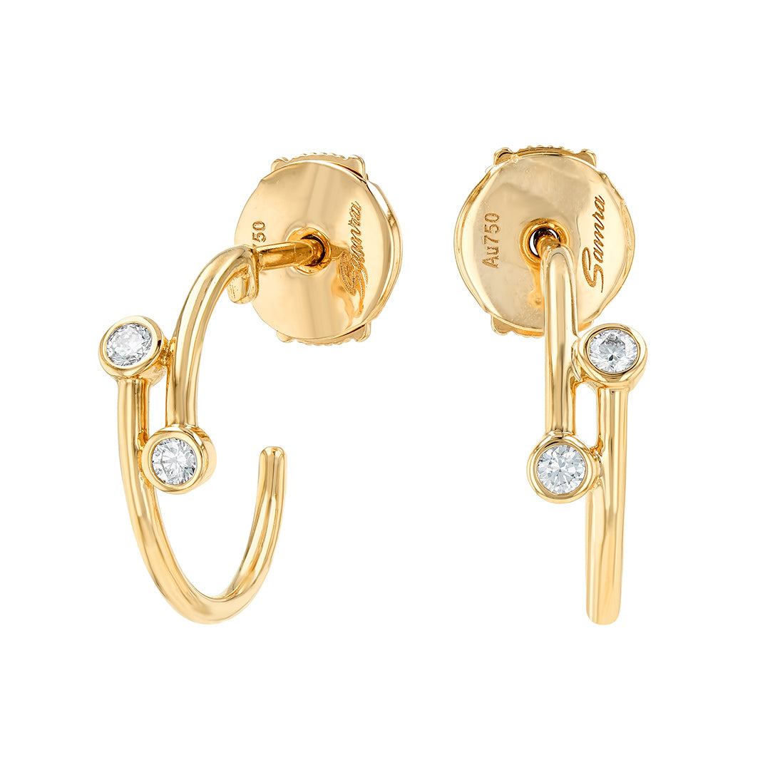 Barq Yellow Gold and Diamond Earrings