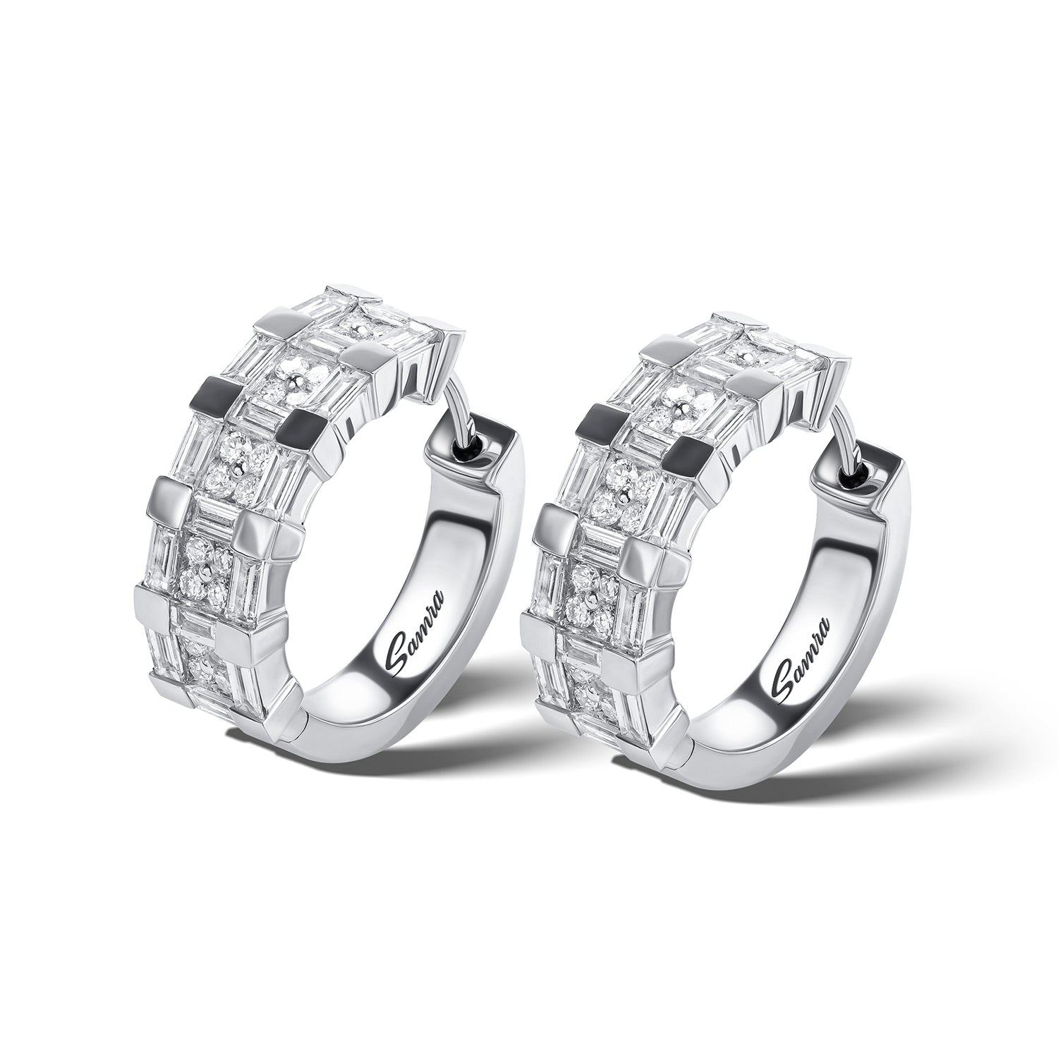 Barq Splendore White Gold Diamond Hoop Earring