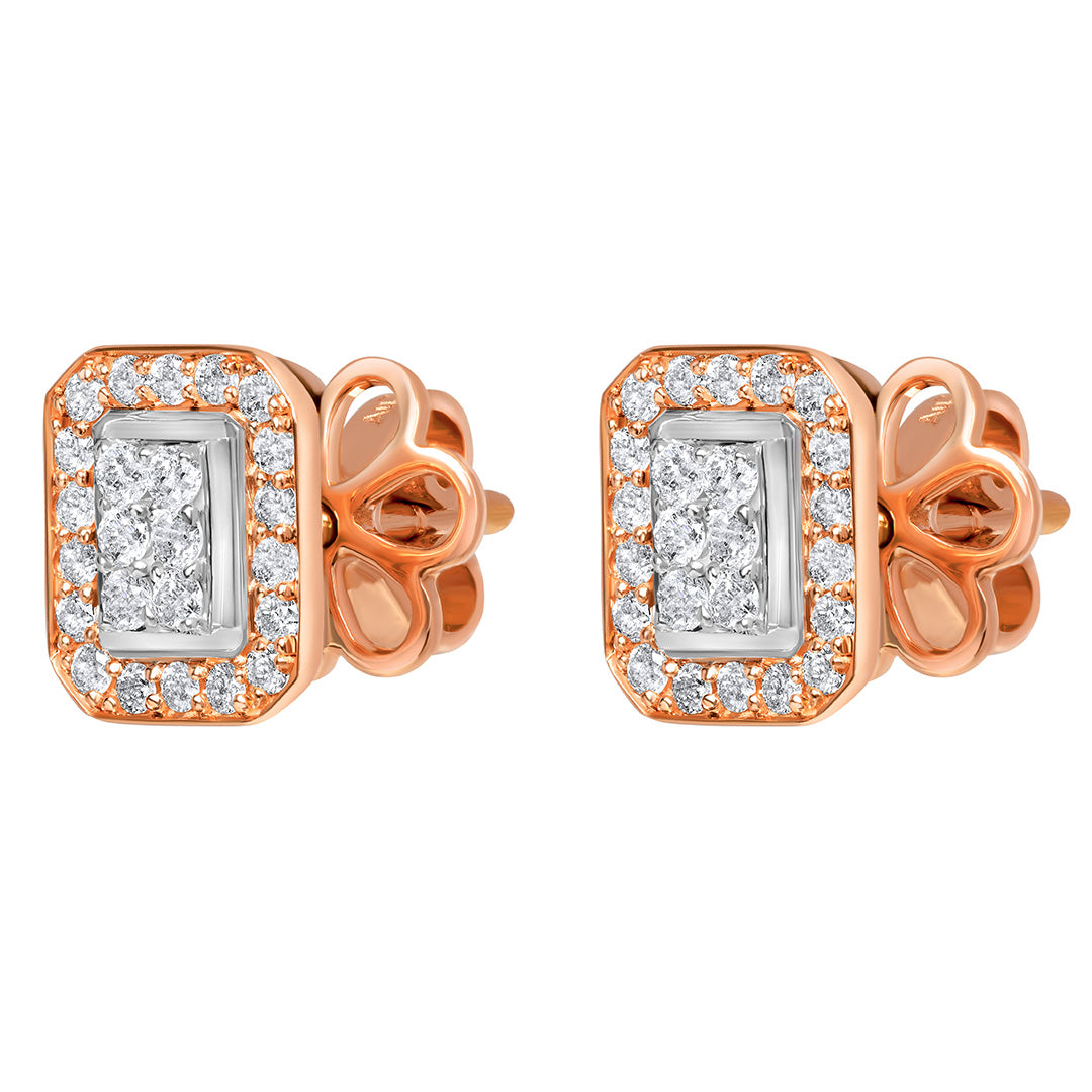 Barq Square Rose  White Gold Diamond Earring - Samra Jewellery - Diamond Jewellery - BARQ