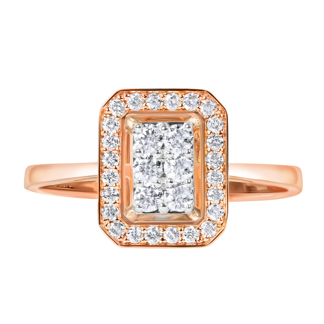 Barq Square Rose  White Gold Diamond Ring - Samra Jewellery - Diamond Jewellery - BARQ