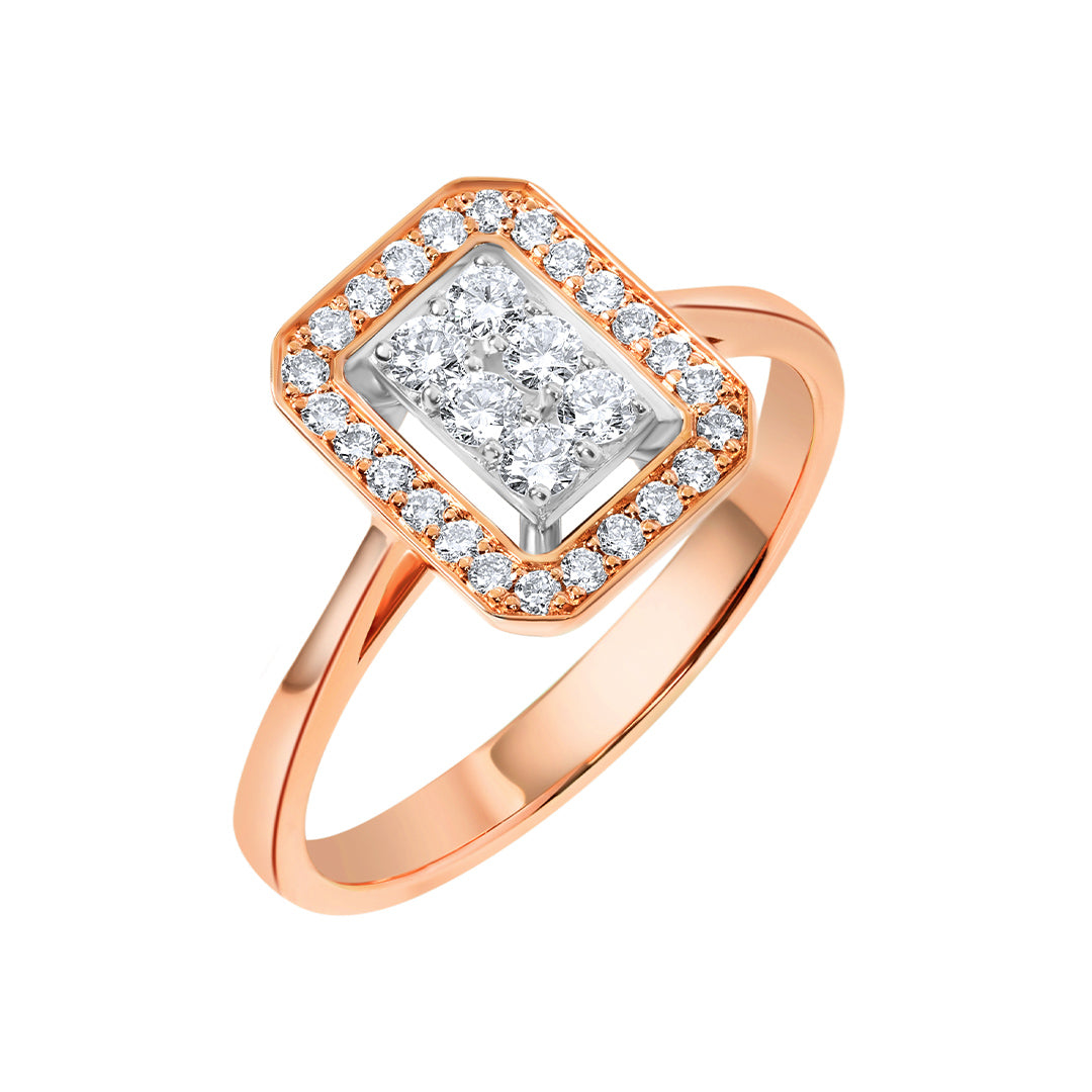 Barq Square Rose White Gold Diamond Ring - Samra Jewellery - Diamond Jewellery - BARQ