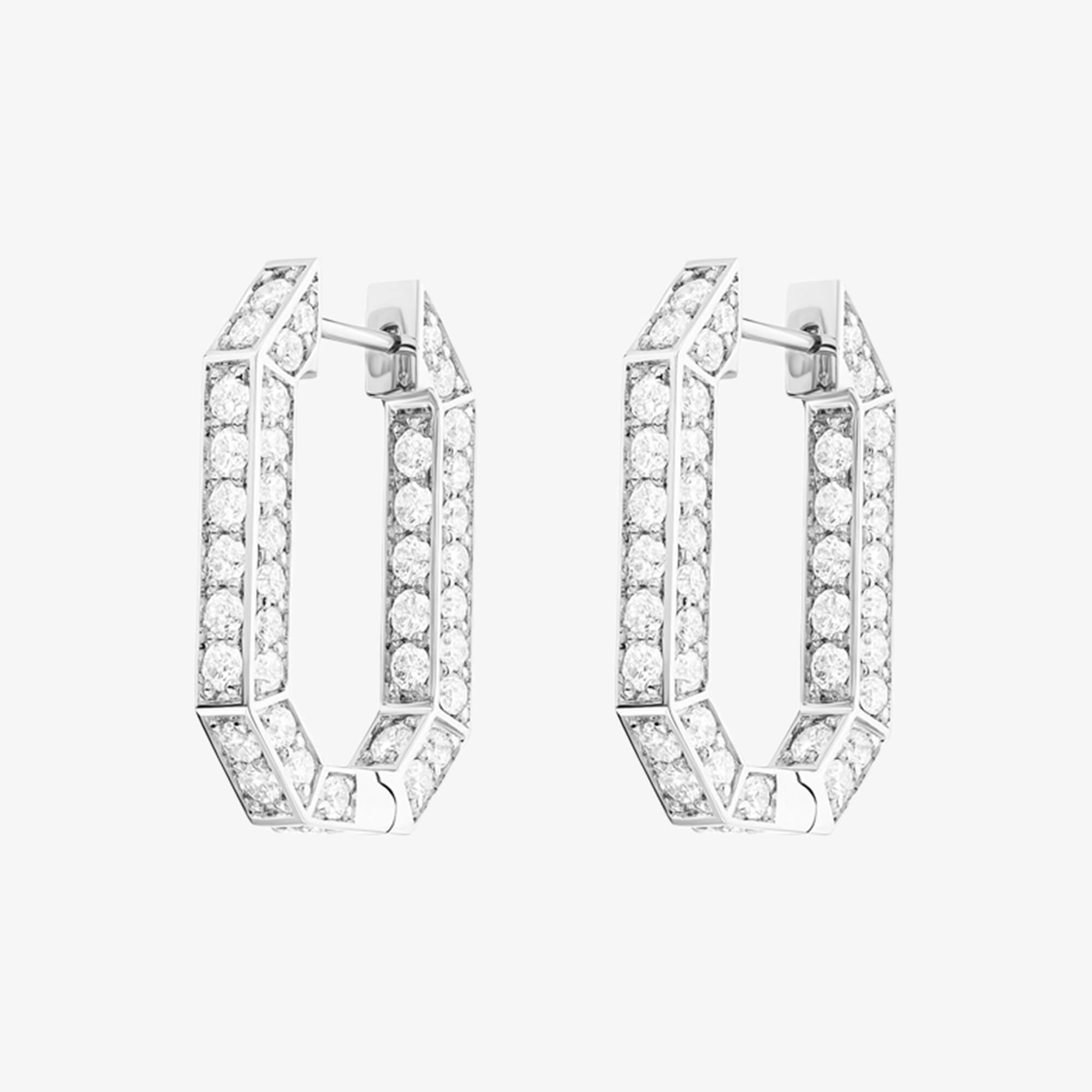 Birwaz Turath White Gold Diamond Hoop Earring