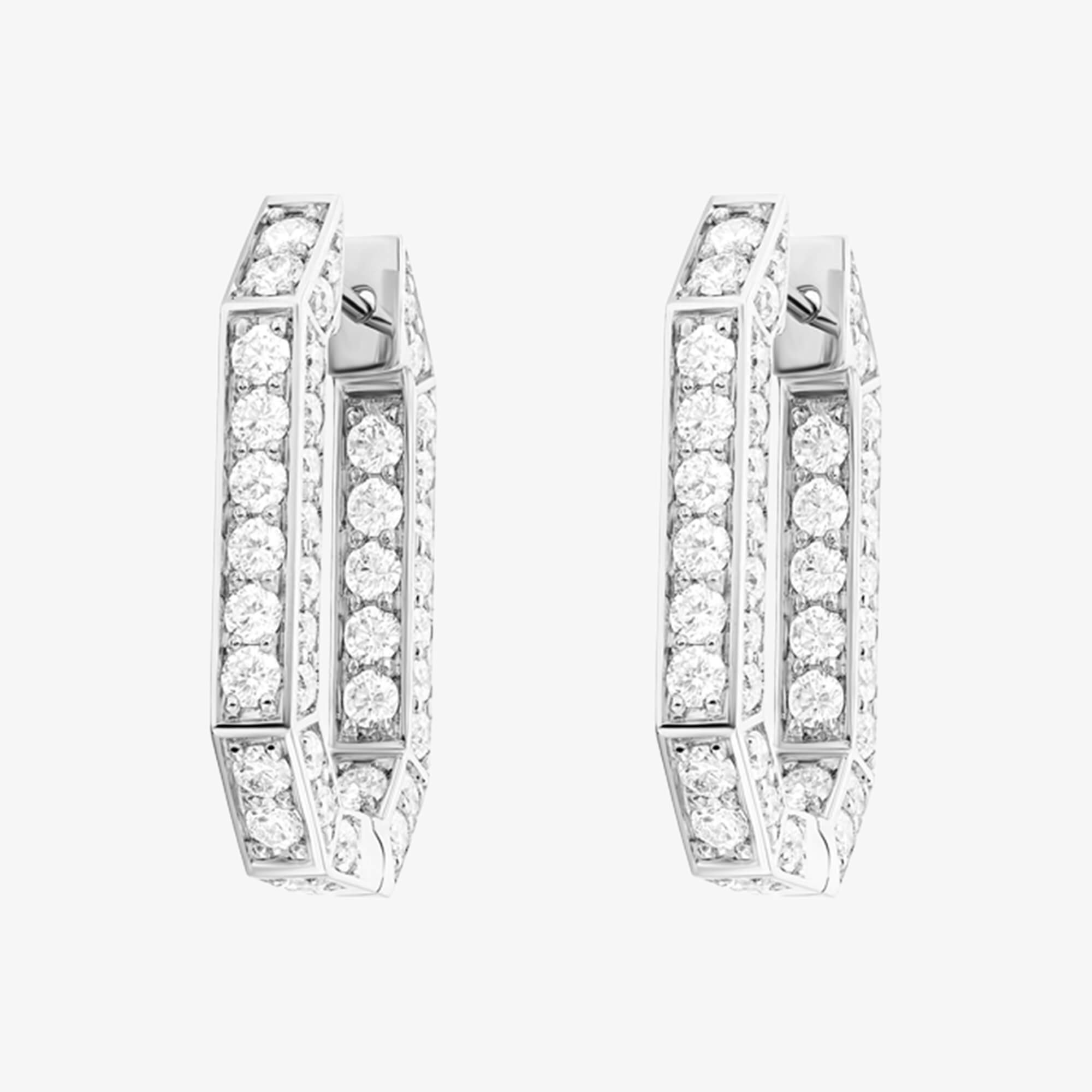 Birwaz Turath White Gold Diamond Hoop Earring
