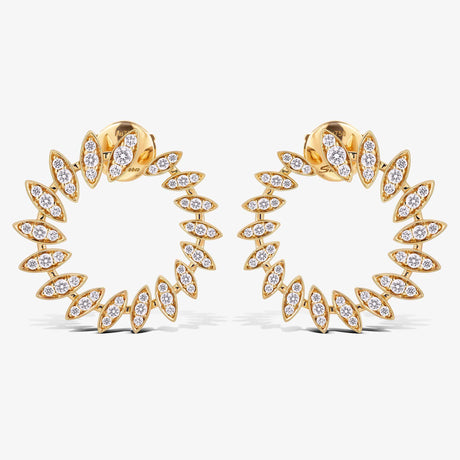 Barq Marquise Yellow Gold Diamond Circle Earring - EARRING WOMAN by Samra Jewellery