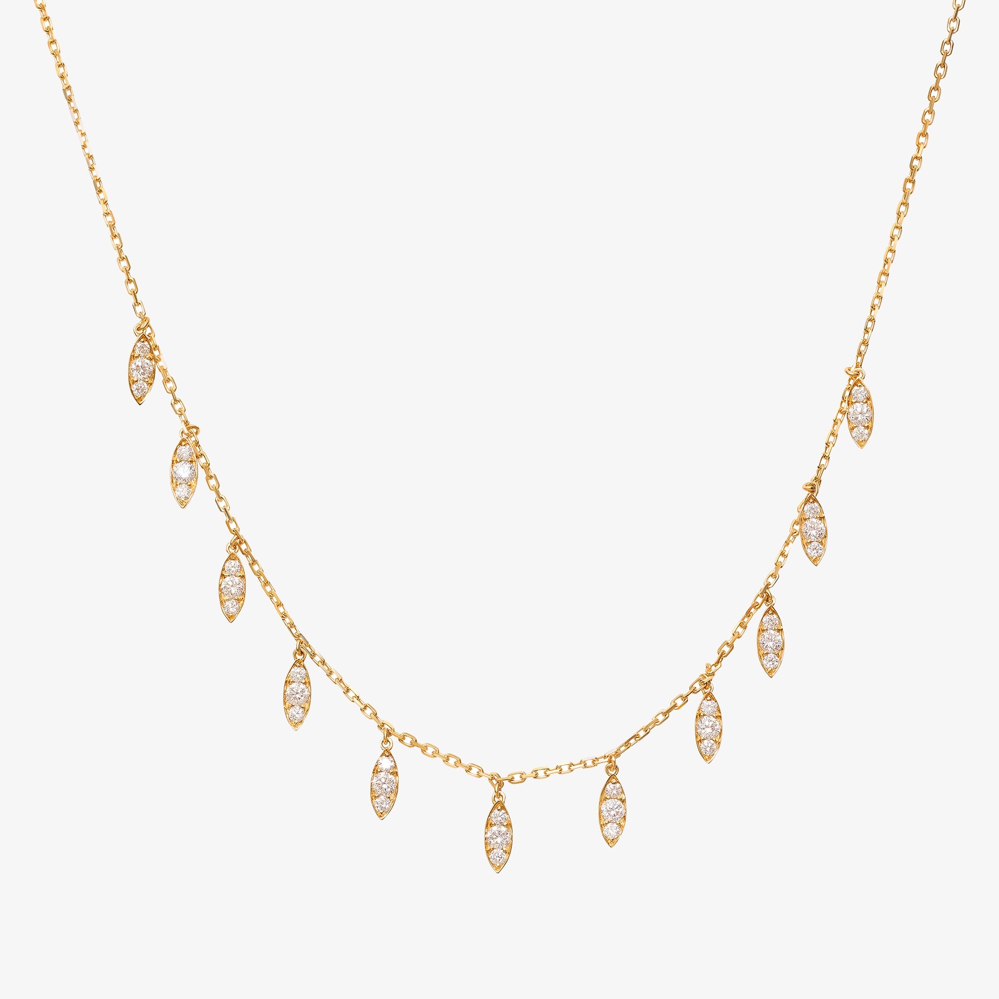 Barq Marquise Yellow Gold Diamond Dangling Necklace