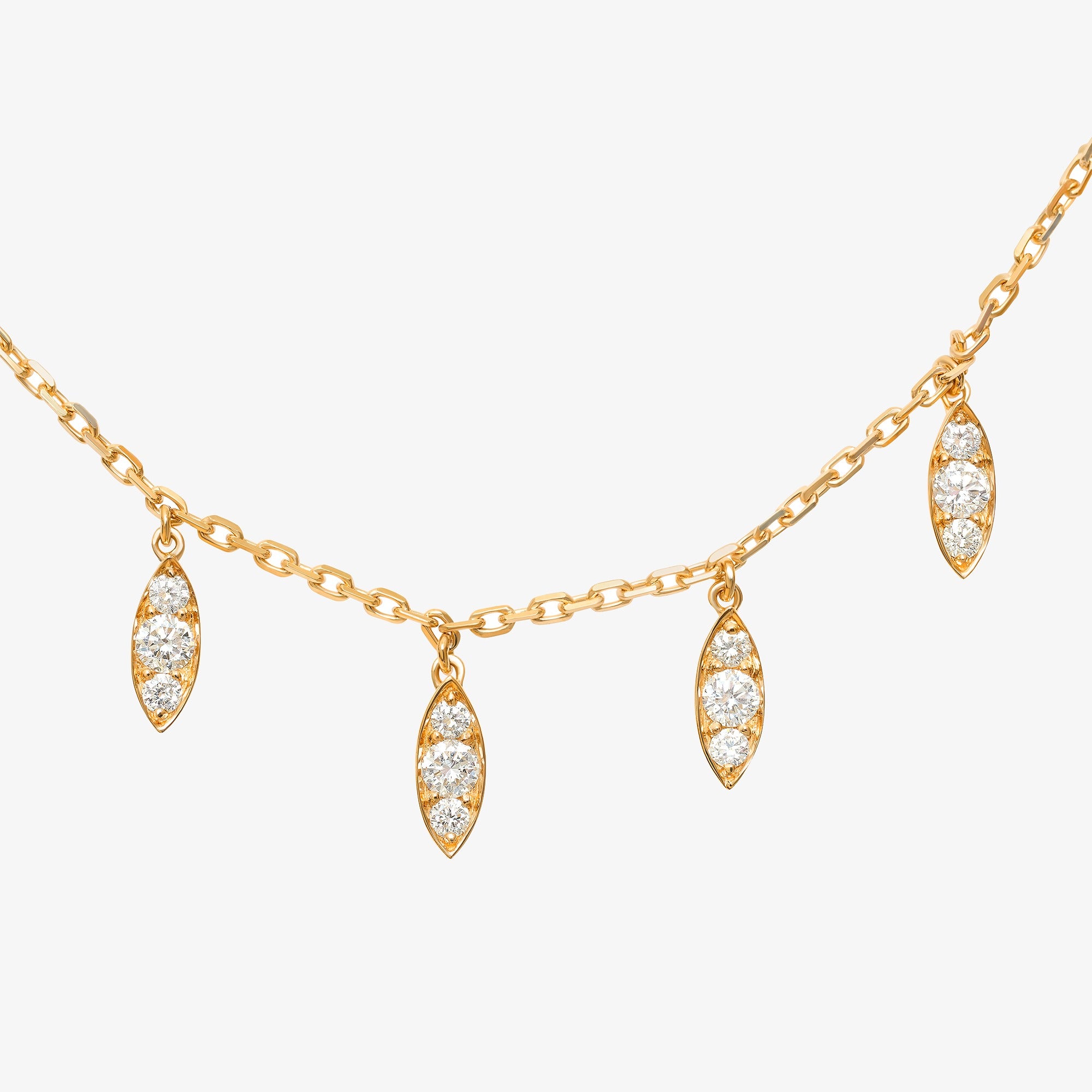 Barq Marquise Yellow Gold Diamond Dangling Necklace