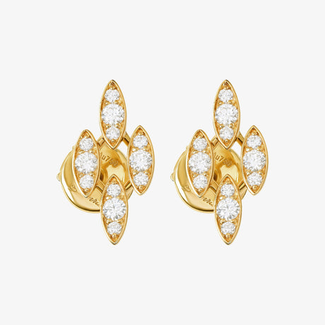 Barq Marquise Yellow Gold Diamond Stud Earring - EARRING WOMAN by Samra Jewellery