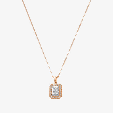 Barq Octagon Rose Gold Diamond Small Necklace - NECKLACE WOMAN by Samra Jewellery