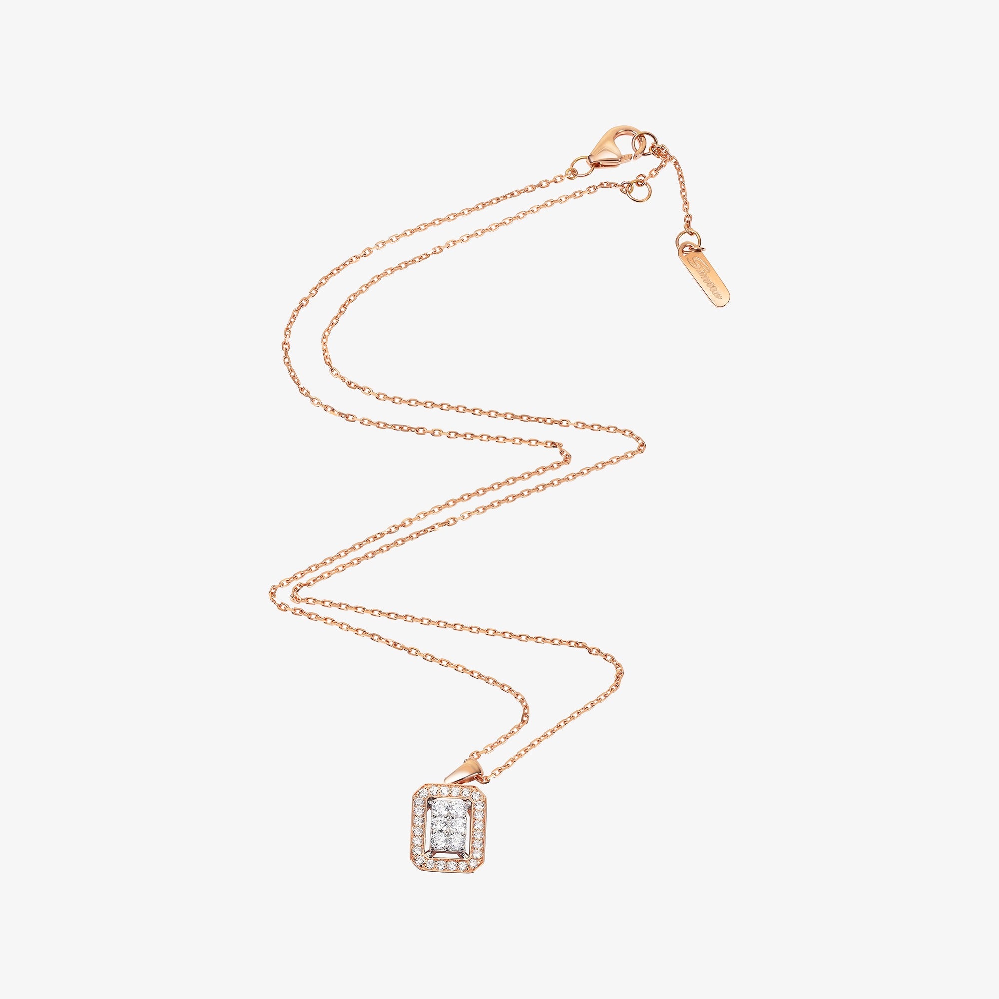 Barq Octagon Rose Gold Diamond Small Necklace