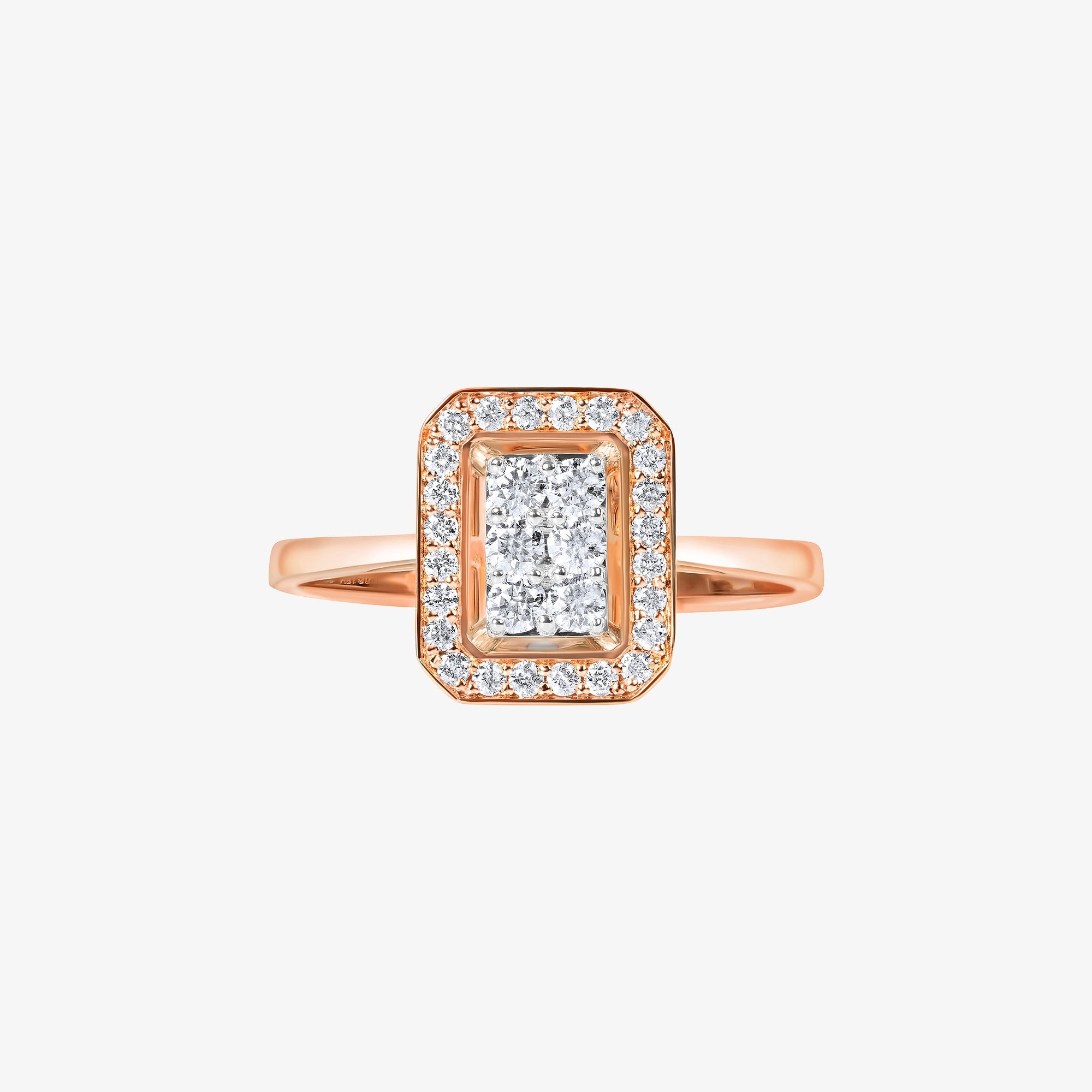 Barq Octagon Rose Gold Diamond Small Ring