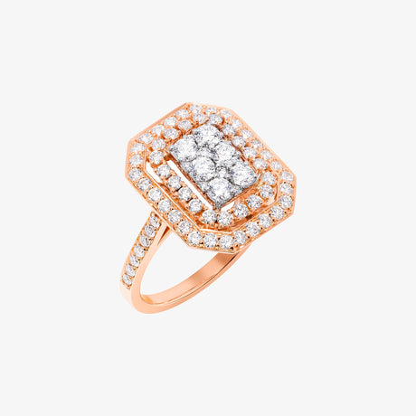 Barq Octagon Rose White Gold Diamond Ring - RING WOMAN by Samra Jewellery