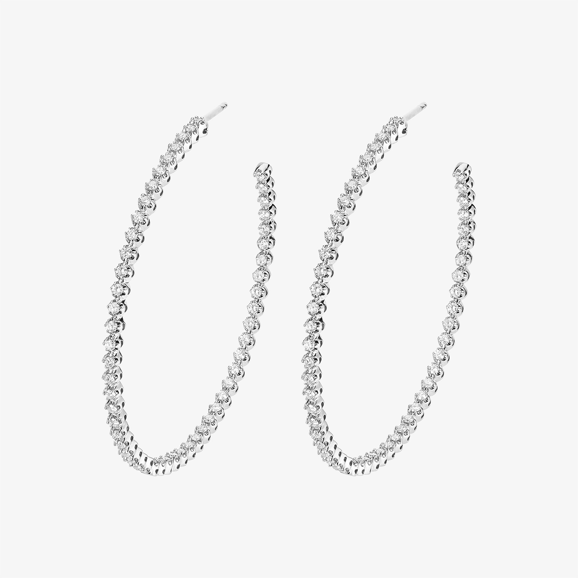 Barq White Gold Brilliant Diamond Large Hoop Earring