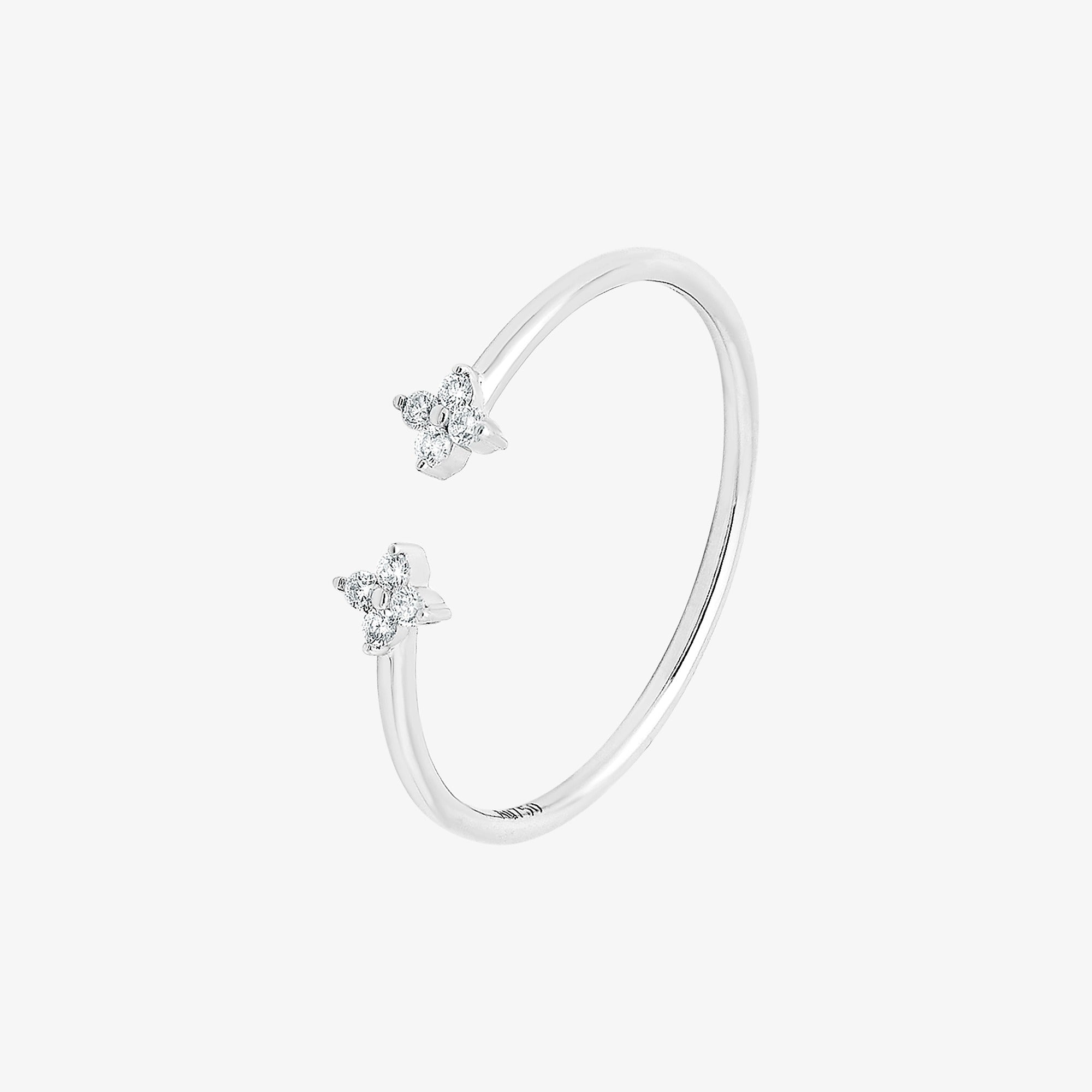 خاتم الزهرة من الذهب الأبيض من برق