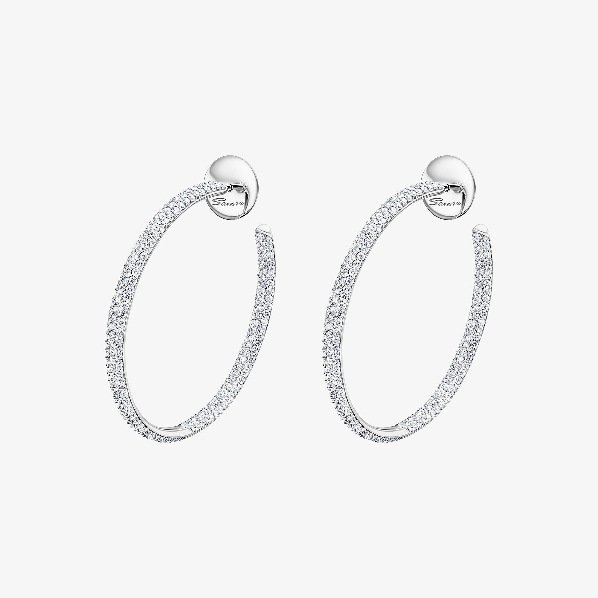 Barq White Gold Diamond Large Hoop Earring