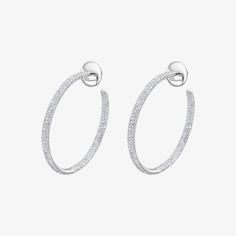 Barq White Gold Diamond Large Hoop Earring - EARRING WOMAN by Samra Jewellery