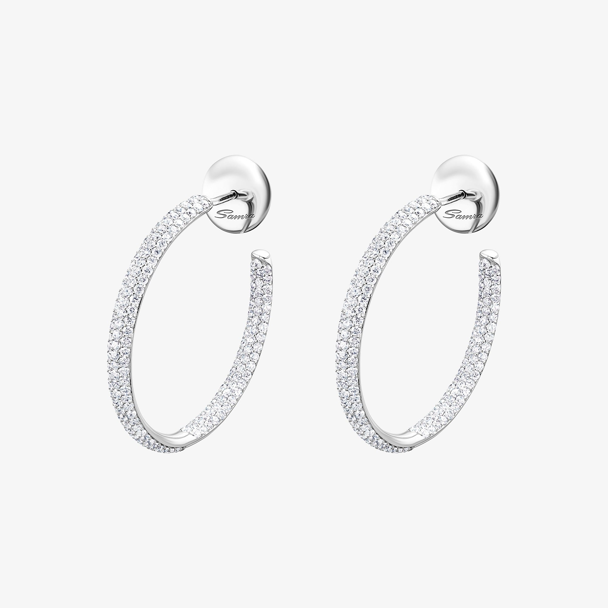 Barq White Gold Diamond Medium Hoop Earring