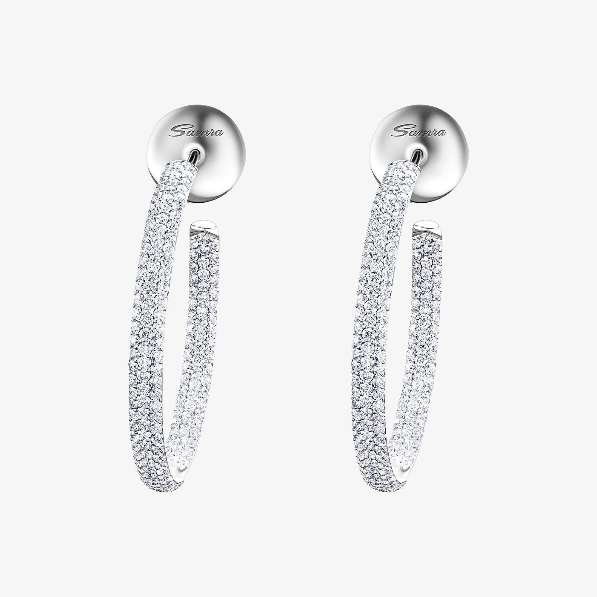 Barq White Gold Diamond Medium Hoop Earring