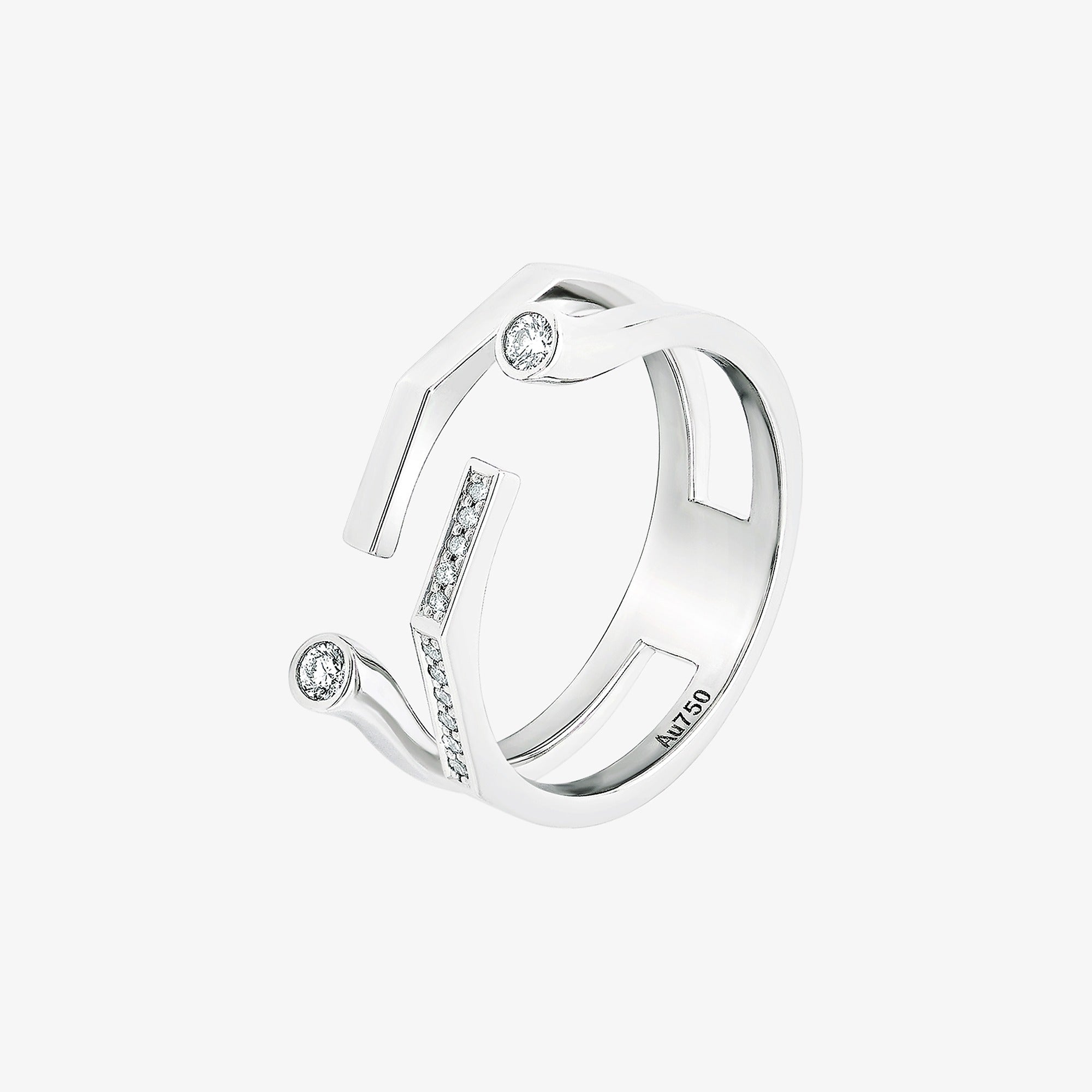 خاتم ماسي من الذهب الأبيض من برق