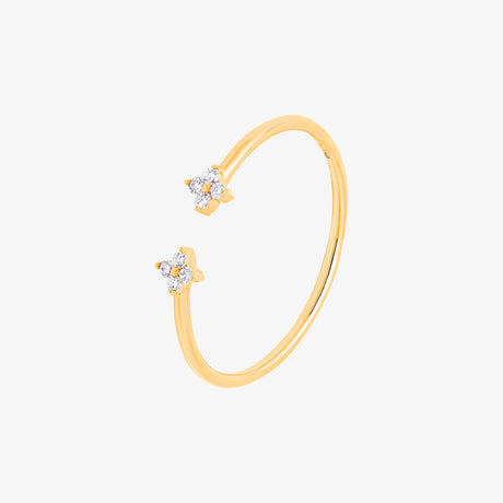 Barq Yellow Gold Diamond Flower Ring - RING WOMAN by Samra Jewellery