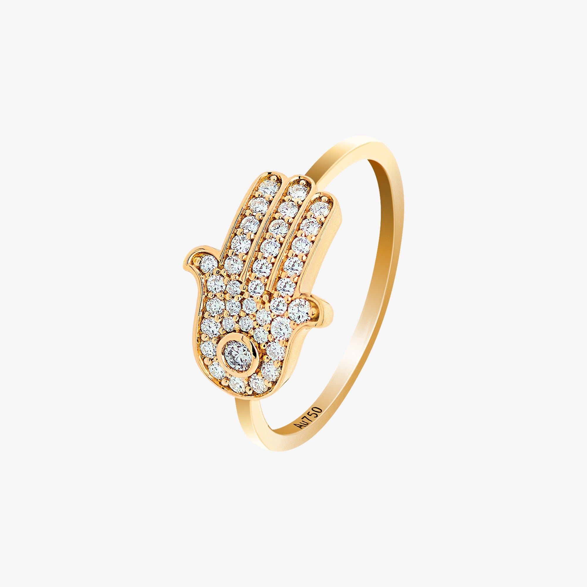 خاتم الخمسة من الذهب الأصفر من برق