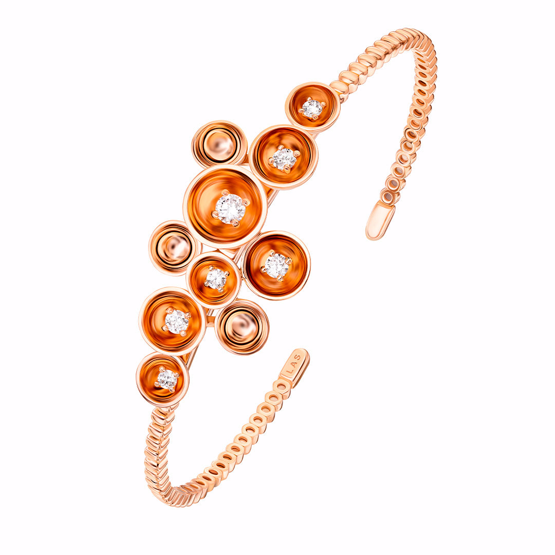 Bint Al Matar Rose Gold Cluster Bangle- Samra Jewellery - Diamond Jewellery - BINT AL MATAR