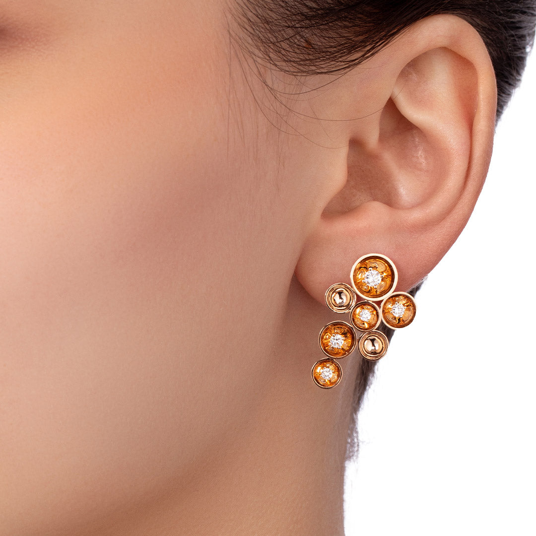Bint Al Matar Rose Gold Cluster Earring - Samra Jewellery - Diamond Jewellery - BINT AL MATAR