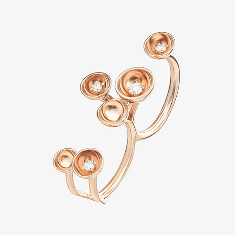 Bint Al Matar Rose Gold Double Finger Ring - RING WOMAN by Samra Jewellery