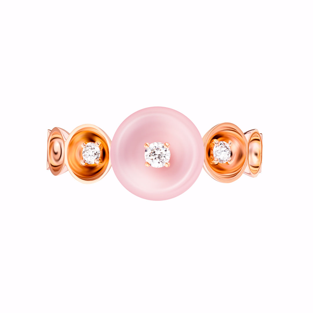 Bint Al Matar Rose Gold Pink Mother of Pearl Ring - Samra Jewellery - Diamond Jewellery - BINT AL MATAR