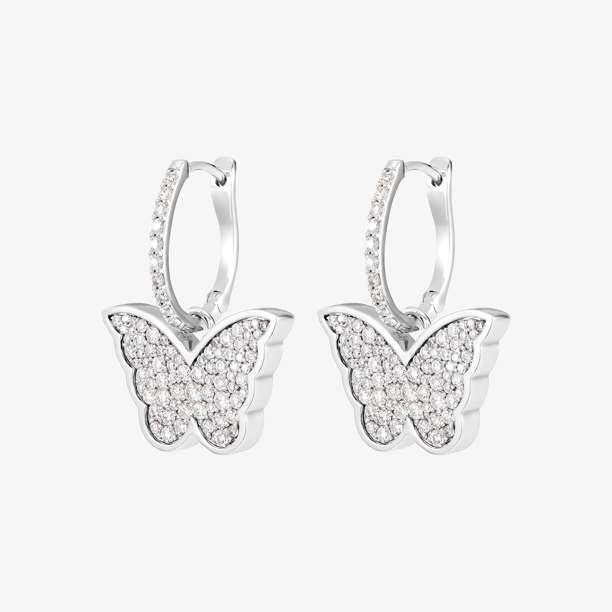 Classic Butterfly White Gold Diamond Reversible Large Earring