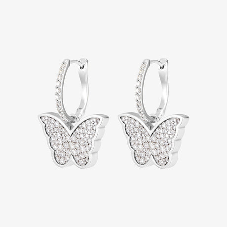 Classic Butterfly White Gold Diamond Reversible Large Earring - EARRING WOMAN by Samra Jewellery