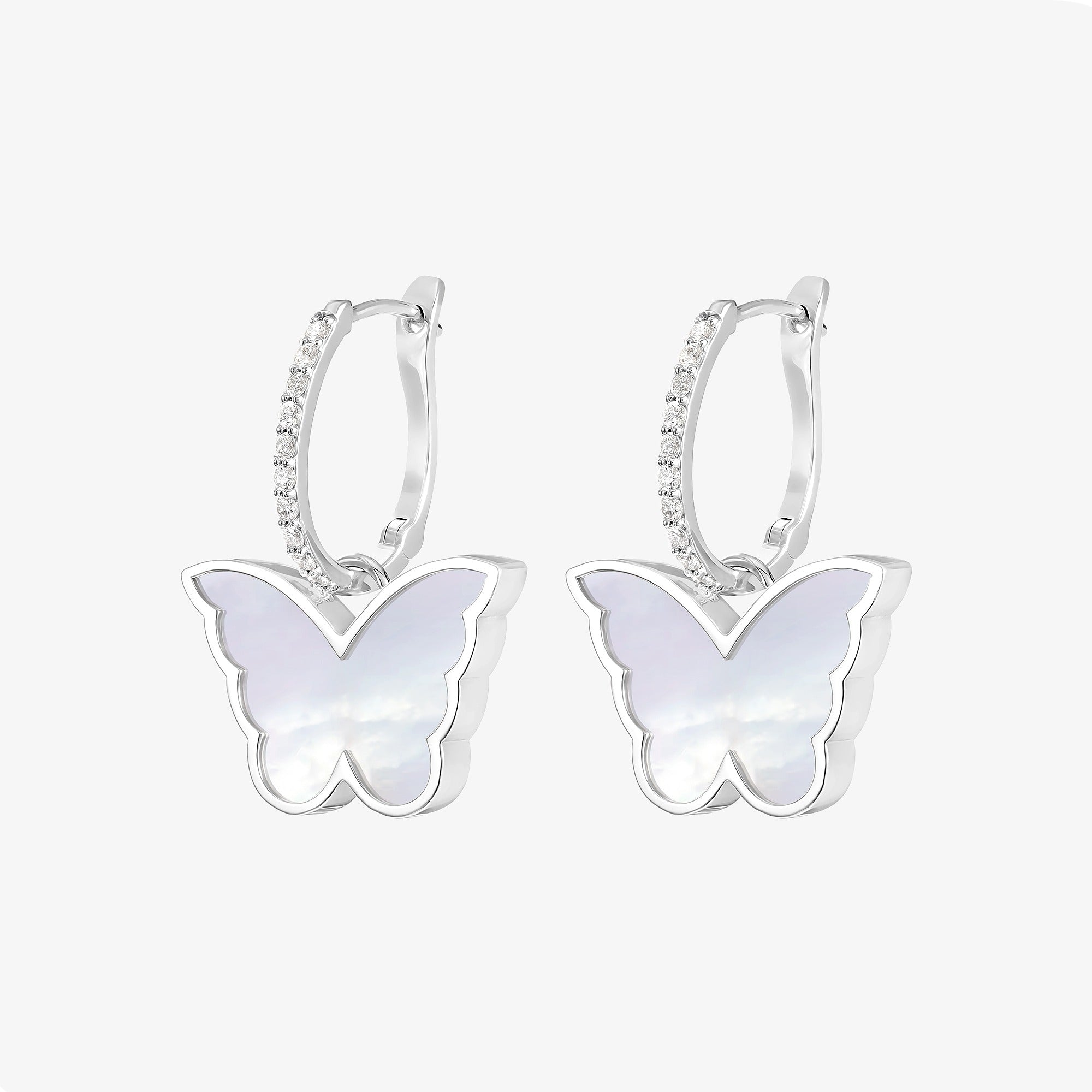 Classic Butterfly White Gold Diamond Reversible Large Earring