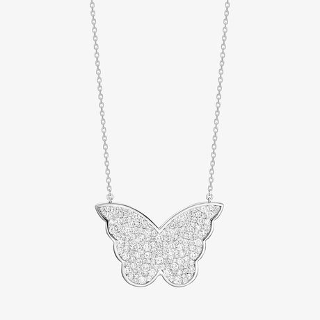 Classic Butterfly White Gold Diamond Reversible Large Necklace - NECKLACE WOMAN by Samra Jewellery