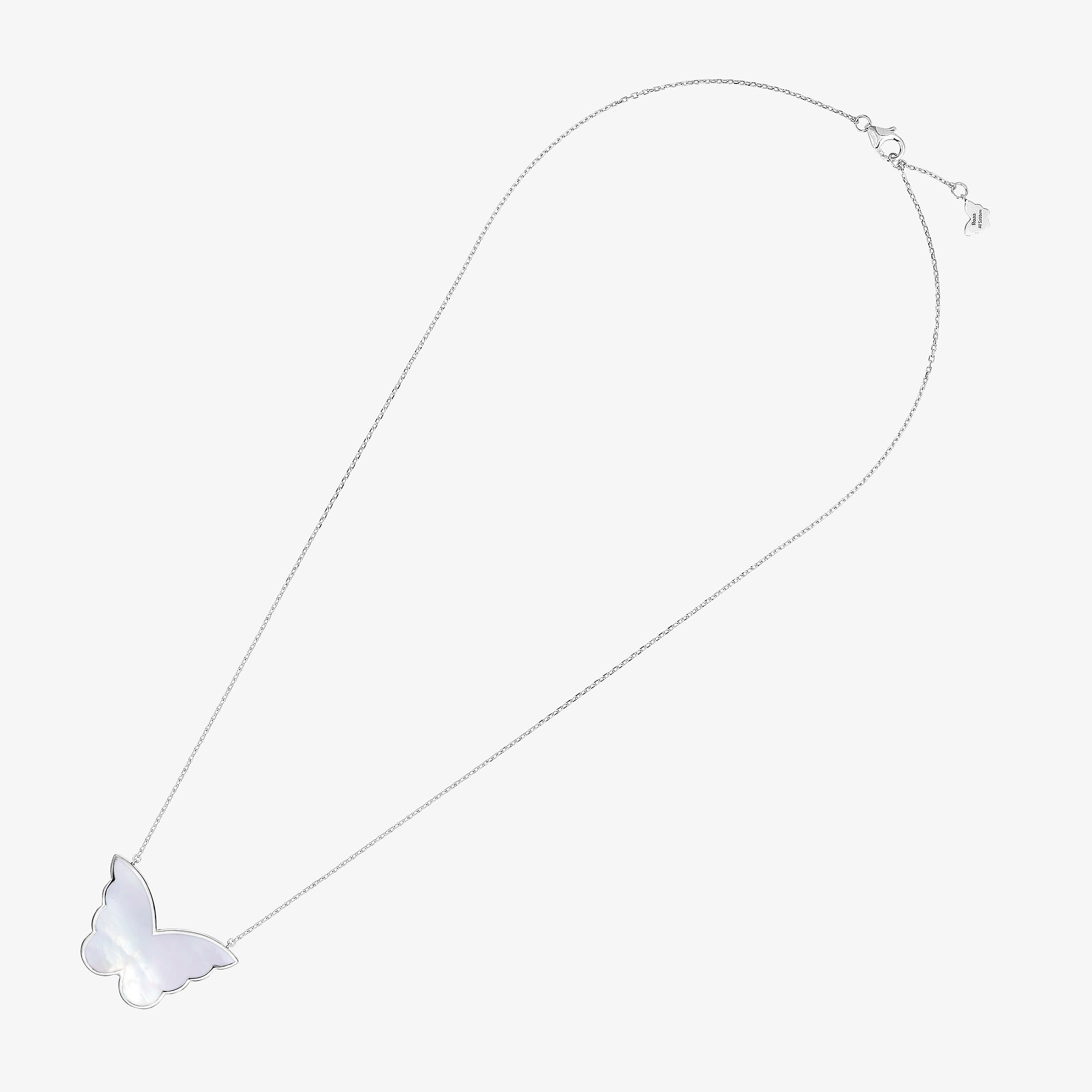 Classic Butterfly White Gold Diamond Reversible Large Necklace