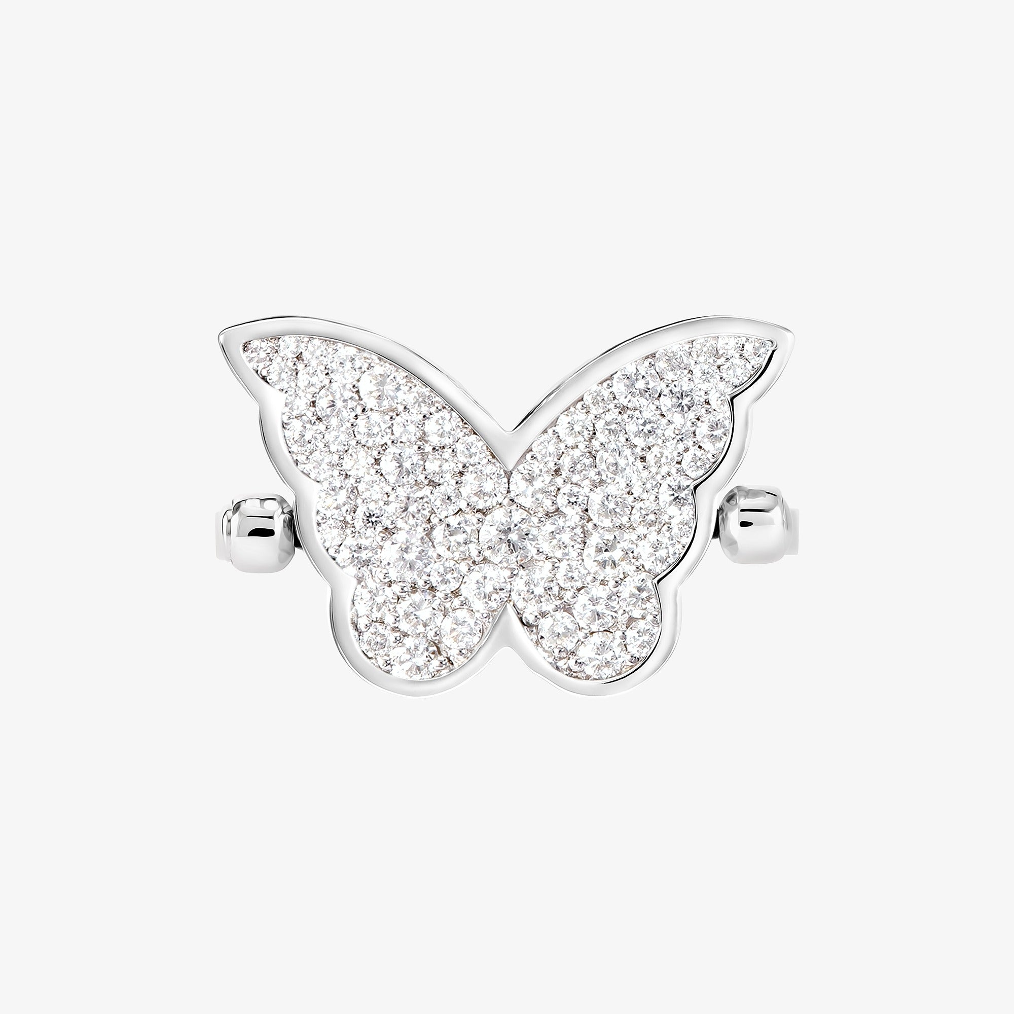Classic Butterfly White Gold Diamond Reversible Large Ring