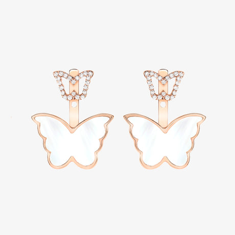 Classic Butterfly Rose Gold Mother of Pearl Ear Jacket - EARRING WOMAN by Samra Jewellery