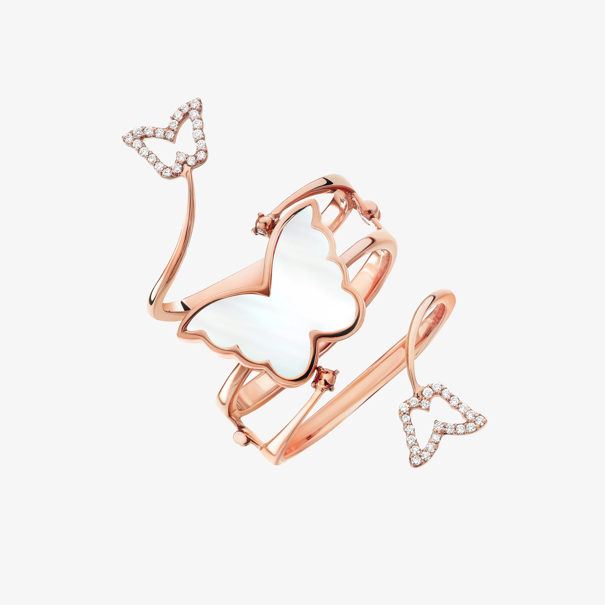 Classic Butterfly Rose Gold Mother of Pearl Expandable Ring