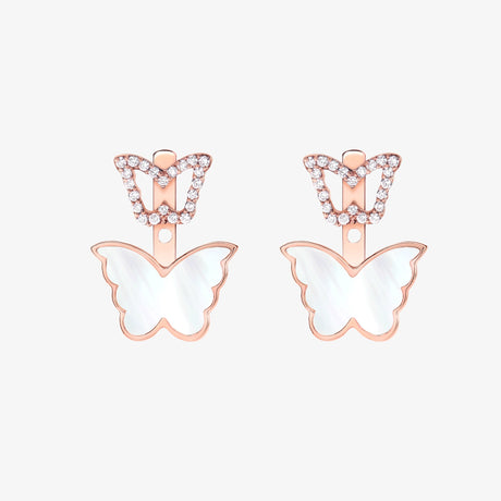 Classic Butterfly Rose Gold Mother of Pearl Kids Ear Jacket - EARRING KIDS by Samra Jewellery
