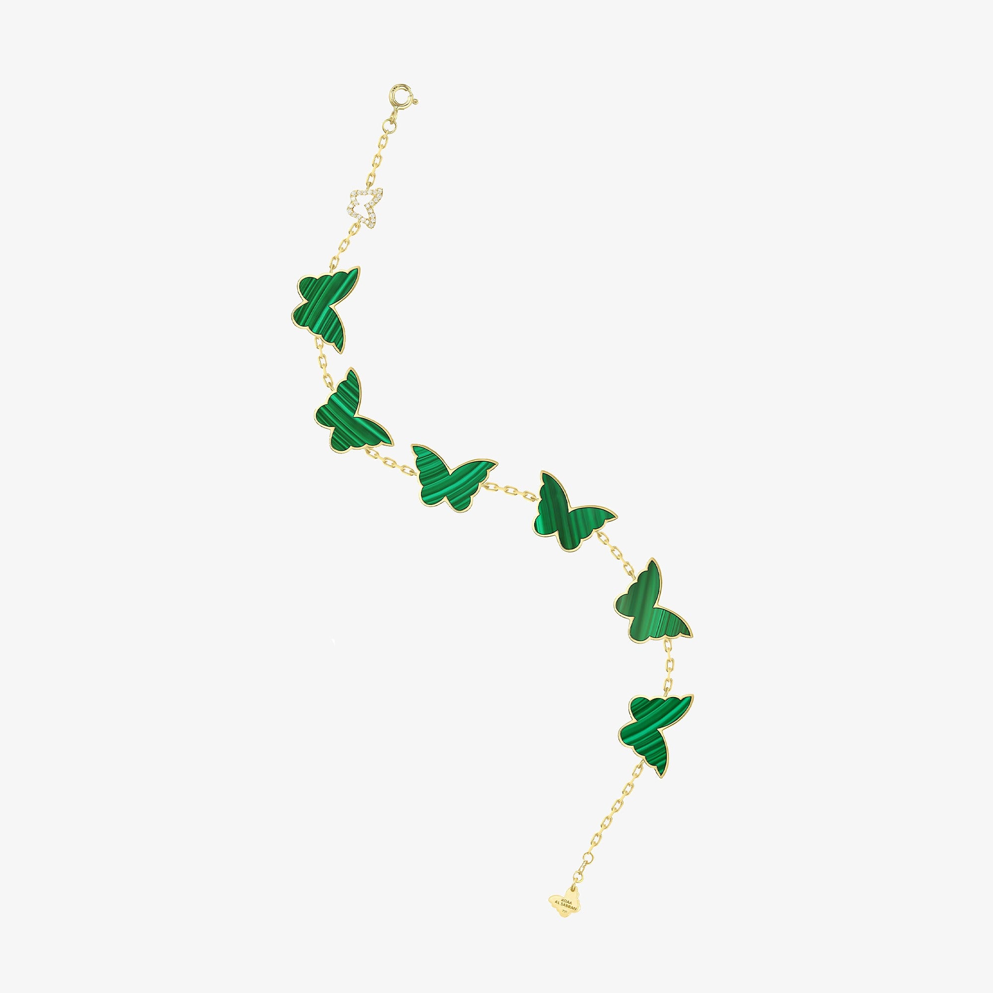 Classic Butterfly Yellow Gold Malachite Multi Bracelet