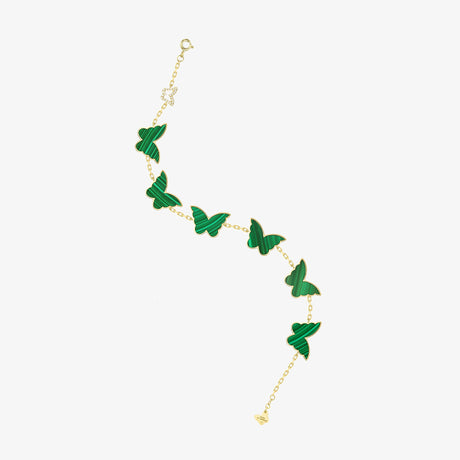 Classic Butterfly Yellow Gold Malachite Multi Bracelet - BRACELET WOMAN by Samra Jewellery