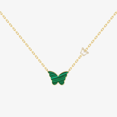 Classic Butterfly Yellow Gold Malachite Kids Single Necklace - NECKLACE KIDS by Samra Jewellery