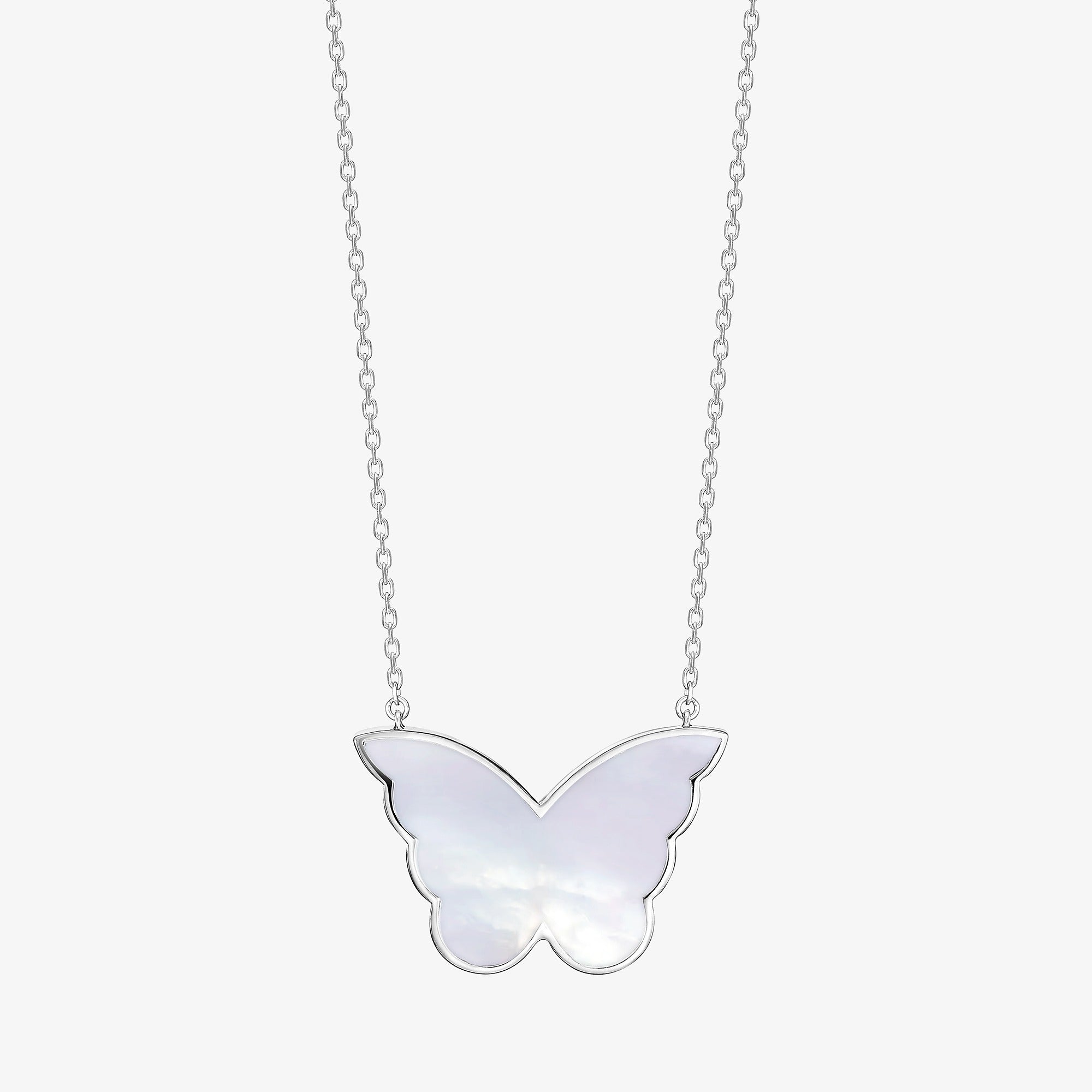Classic Butterfly White Gold Diamond Reversible Medium Necklace