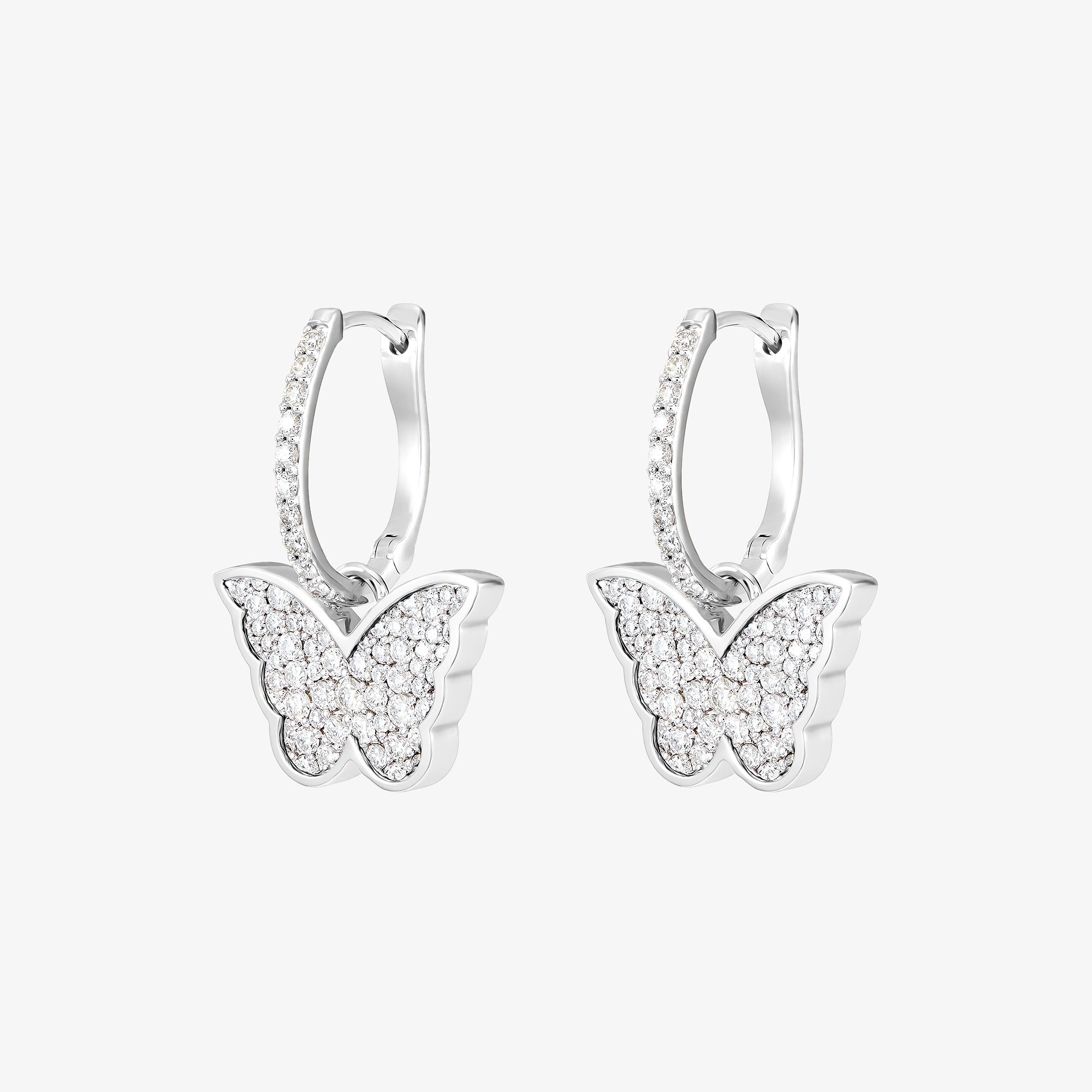 Classic Butterfly White Gold Diamond Reversible Small Earring