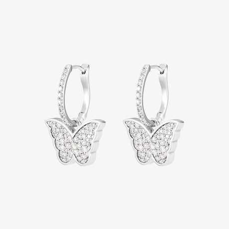 Classic Butterfly White Gold Diamond Reversible Small Earring - EARRING WOMAN by Samra Jewellery