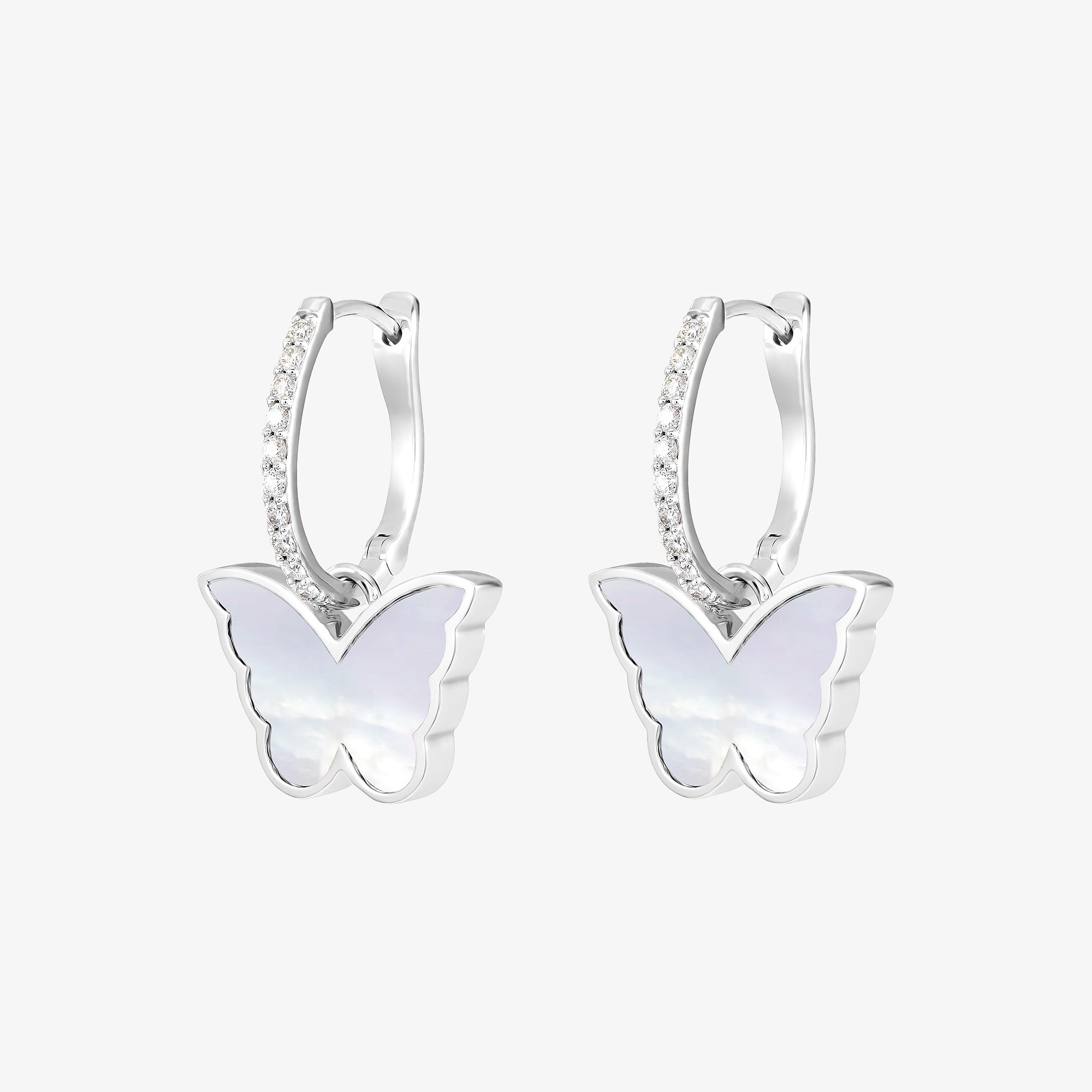 Classic Butterfly White Gold Diamond Reversible Small Earring