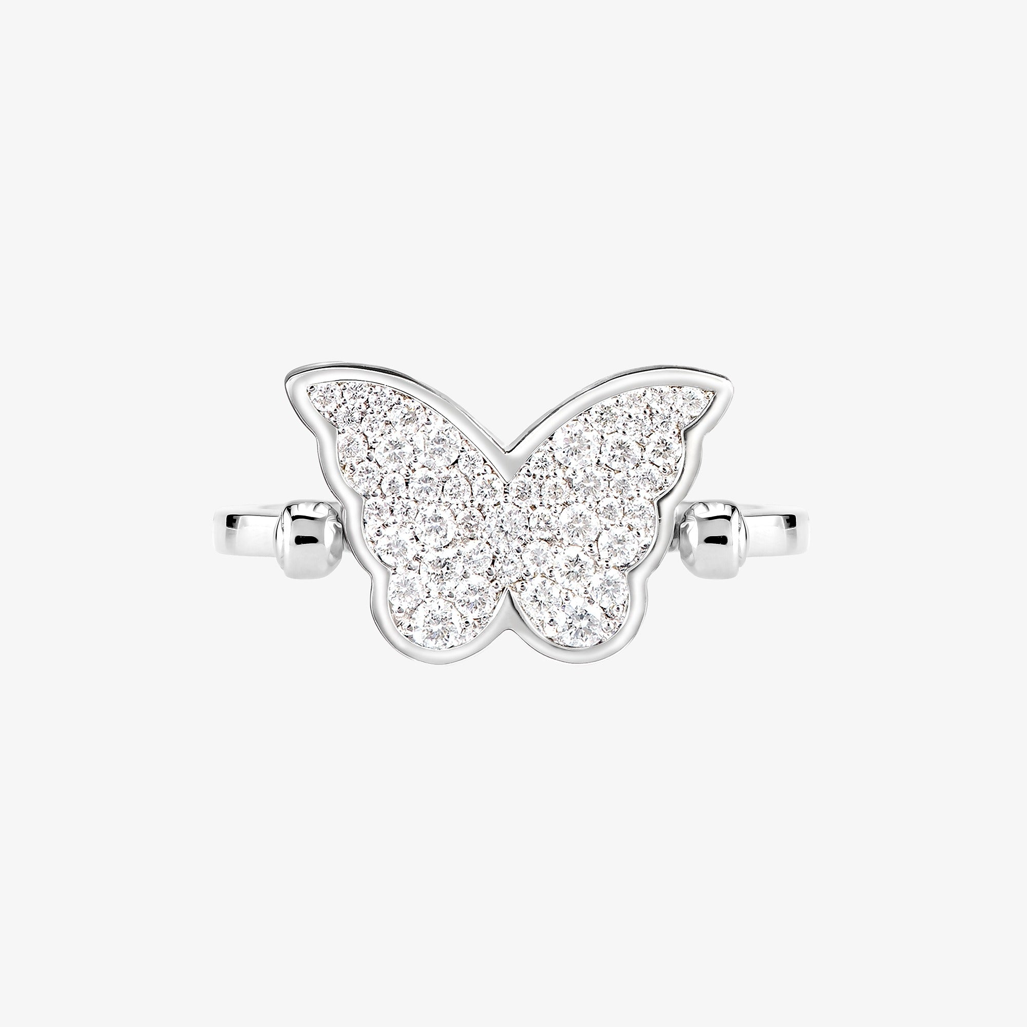 Classic Butterfly White Gold Diamond Reversible Small Ring