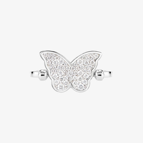 Classic Butterfly White Gold Diamond Reversible Small Ring - RING WOMAN by Samra Jewellery