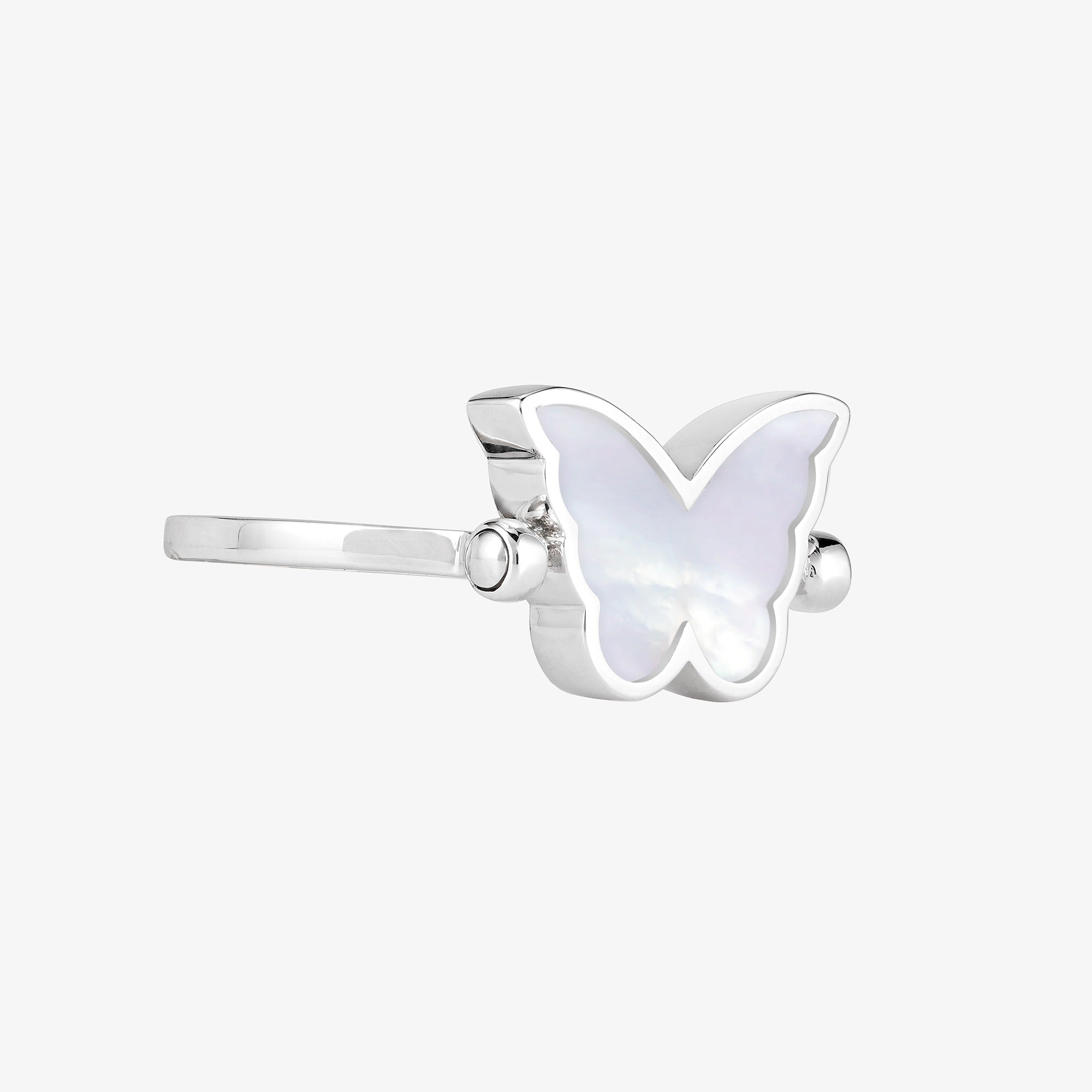 Classic Butterfly White Gold Diamond Reversible Small Ring